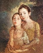 GAINSBOROUGH, Thomas The Artist s Daughters with a Cat oil on canvas
